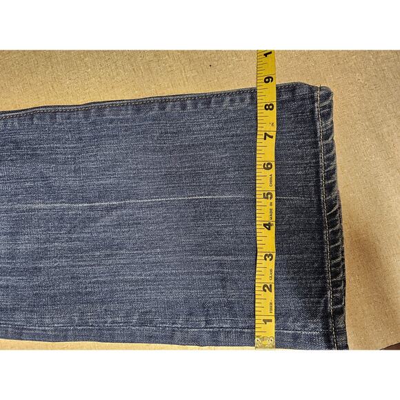 Y2K Express Low Rise Flare Womens Sz 4 Long Denim Jeans Preppy Normcore - Picture 14 of 14